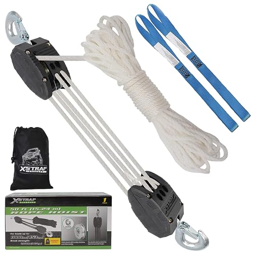 XSTRAP Rope Hoist 50 Feet Block And Tackle Pulley System