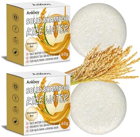 2 Pack Rice Water Shampoo Bar,Rice Shampoo Bars for Hair Growth,Dry Hair Shampoo Soap for Hair Care,Solid Soap for Women and Mens,Moisturizing for All Hair Types