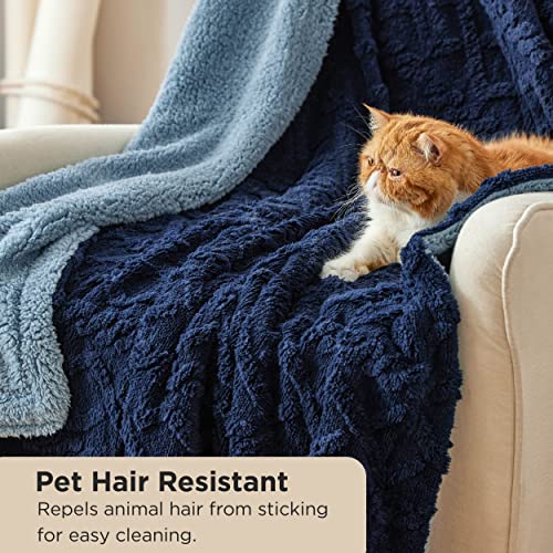 Bedsure Sherpa Throw Blanket For Couch Sofa - Fuzzy Soft Cozy Blanket For Bed, Fleece Thick Warm Blanket For All Seasons, Navy, 50X60 Inches #TOP1