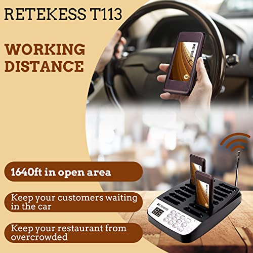 Retekess T113 Restaurant Pager System,Pagers For Restaurants,Ip32 Waterproof Buzzer,Max 98 Beepers,16 Pagers,Restaurant Buzzer For Church,Bar,Clinic,Hospital #TOP1