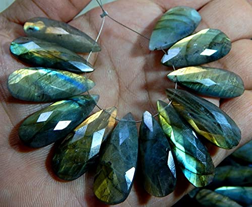 Labradorite Flash poire facettée 11x25mm pour création de bijoux uniques (la paire)