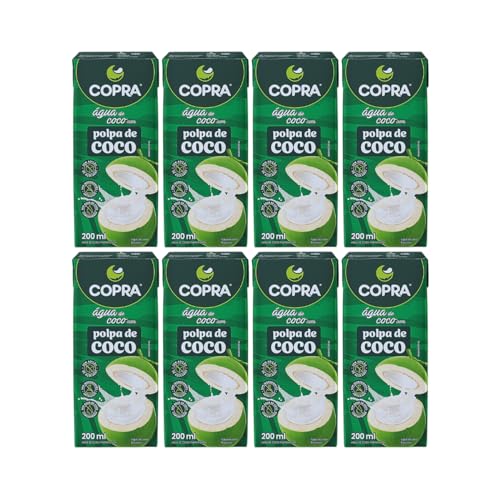Kit com 8 Caixas de Água de Coco com Polpa de Coco de 200mL cada - Copra