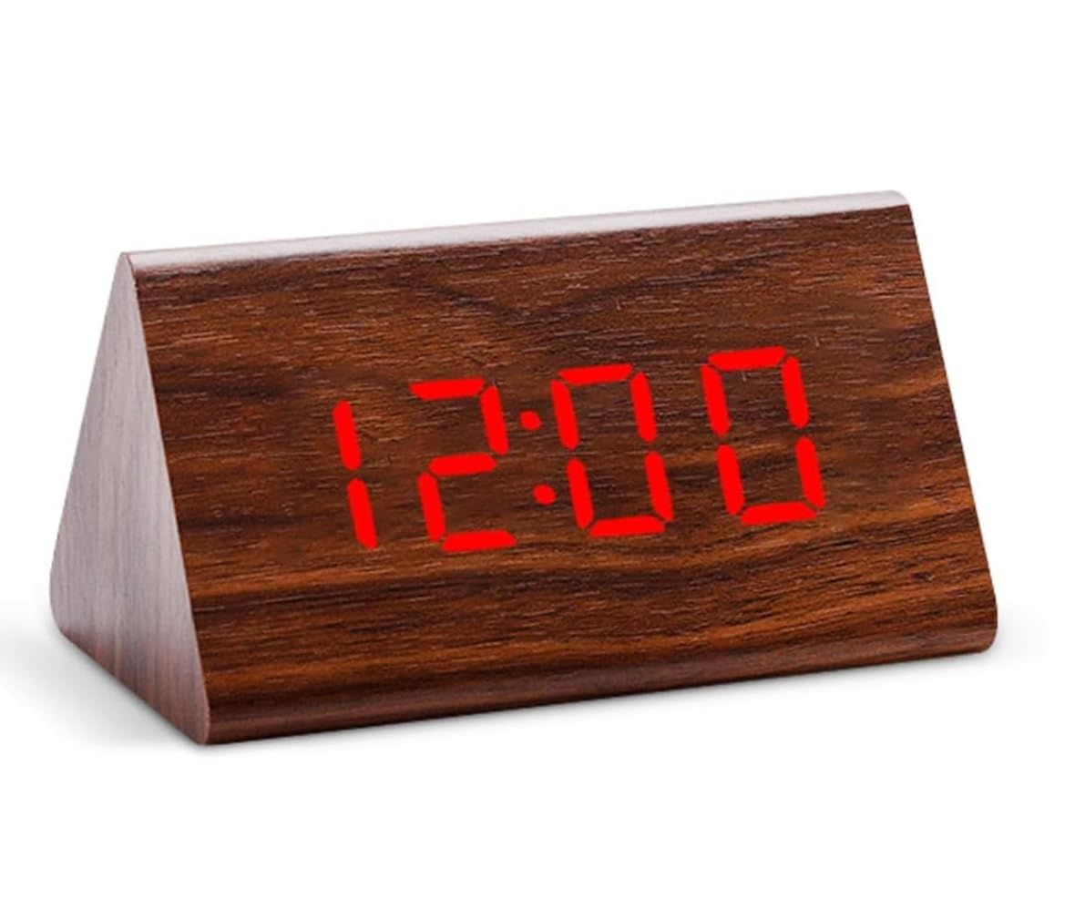 Buy Nxz Digital Triangular Wooden Alarm Clock with LED Display (Brown ...