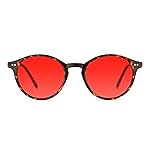 TIJN Red Lens Blue Light Blocking Glasses - Round Frame, Dual AR Coating, Computer & Gaming Eyewear for Screen Use, Tortoise