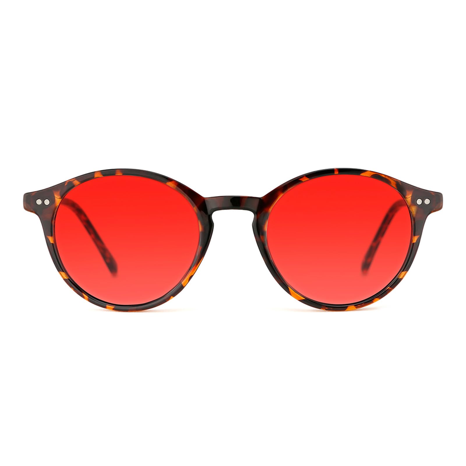 TIJN Blue Light Blocking Glasses Men Women,Vintage Round Frame Eyeglasses | Flexible Lightweight Frames,Red Orange Clear Lens for Computer Gaming Sleep Daily,Anti UV Blue-Ray Glare Screen Fatigue