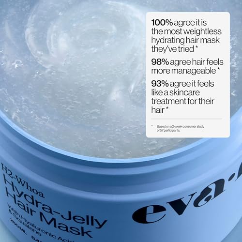 Image of Eva NYC Hydrating Hair Mask for Long-Lasting Hydration - Infused with Hyaluronic Acid and Squalane - Lightweight Hair Treatment for Dry Hair - Jelly Texture Hydrating Mask - Jasmine Scent - 8.4 fl oz