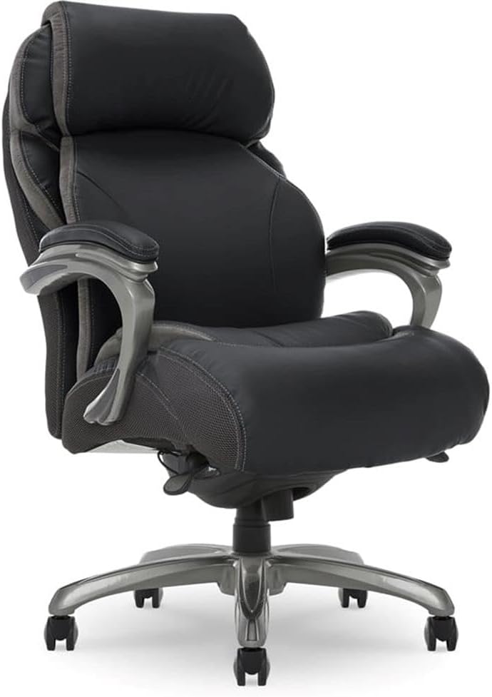 BOWERY HILL Faux Leather Modern Swivel Executive Office Desk Chair, Height Adjustable Upholstered Rolling Chair for Meeting Room, Comfortable Computer Chair for Home Office and Study Room, Black