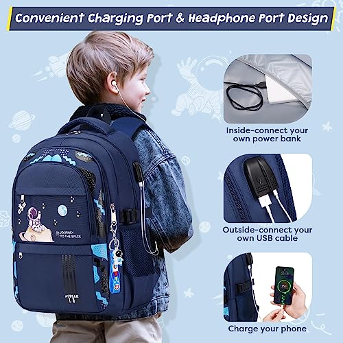 Backpack for Boys - Boy Backpack Schoolbag for Boys Kids Children Teens Girls Elementary Middle School Bags, Waterproof Lightweight Kids Bookbag Backpacks Casual Daypack with Lunch Bag Set4