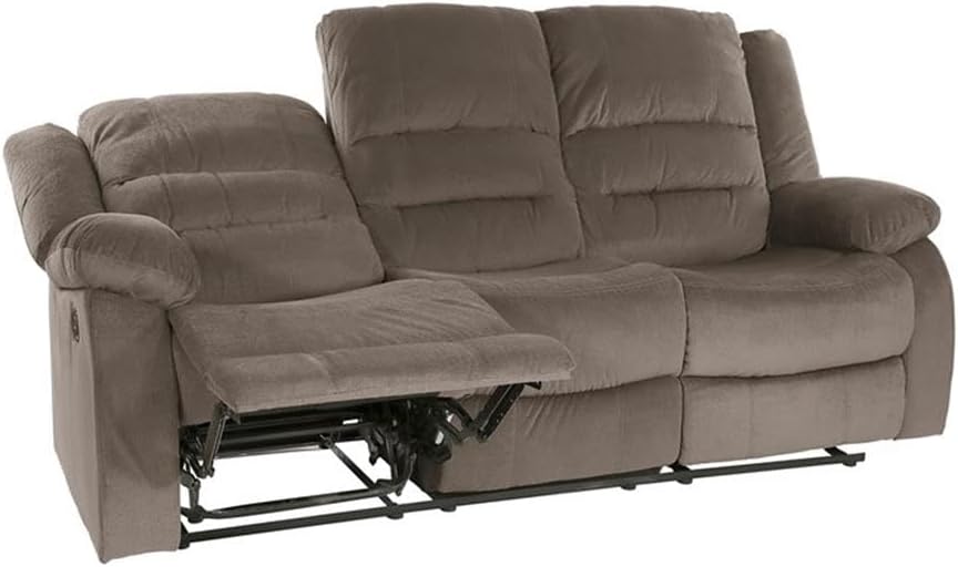 Pemberly Row Microfiber 2-Piece Manual Reclining Sofa Set, Chocolate Upholstery, Solid Wood Frame, 300 lbs Capacity, Plush Padded Seats, Tab Pull Recliner, Cozy Living Room Seating Furniture