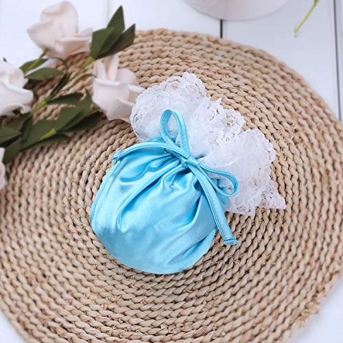 Chictry Men'S Chastity Cover Compact Bag Lace Trim Drawstring C String Briefs Underwear Blue One Size thumb #4