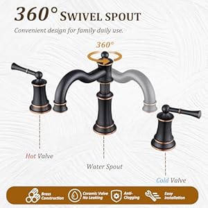 Bathroomsinkfaucetromanstlyerotatedspoutvanitybasinfaucets3hole2handle8inchwidespreaddeckmountbrassfaucetforsinkwithoverflowpopupdrainoilrubbedbronzenl2204orb  Urban Country Home Decor Bathroom sink faucet roman stlye rotated spout vanity basin faucets 3 hole 2 handle 8 inch widespread deck mount brass faucet for sink with overflow pop up drain oil rubbed bronze nl2204 orb  urban country home decor