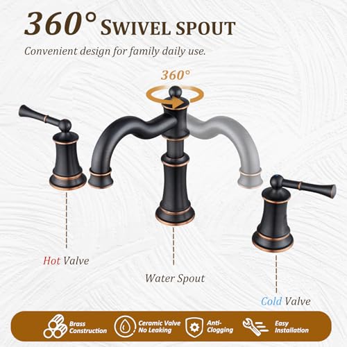 Bathroomsinkfaucetromanstlyerotatedspoutvanitybasinfaucets3hole2handle8inchwidespreaddeckmountbrassfaucetforsinkwithoverflowpopupdrainoilrubbedbronzenl2204orb  Urban Country Home Decor Bathroom sink faucet roman stlye rotated spout vanity basin faucets 3 hole 2 handle 8 inch widespread deck mount brass faucet for sink with overflow pop up drain oil rubbed bronze nl2204 orb  urban country home decor