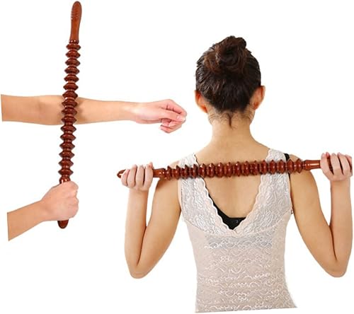 Miniatura 8 de Masaje completo - Varilla de yoga de madera para barra de yoga, masajeador de barra de rueda para espalda, cuello, pierna, cintura para relajación