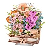 Wowood 3D Wooden Flower Puzzles for Adults-Wooden Bloom Book, DIY Crafts Model Kits Building Set, Botanical Decor Creative Gift for Women (552PCS)