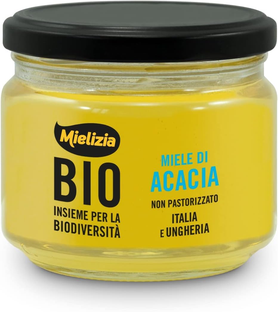 Italian Gourmet Miele di acacia Akazienhonig unpasteurisiert 6 x 300g | Dolce chiaro e delicato, roh abgefüllt, ideal für Tee, Joghurt, Käse und, Gesamtnettogewicht 1,8 kg + Kostenlos Polpa 400g