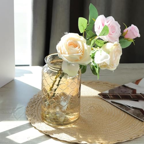 Image of MARTVIA Brown Glass Food Storage Jars with Glass Lids 1000ml Set of 4, Love Heart Handle Lid Jar for Home Kitchen,Flour, Sugar, Coffee, Pasta,Grains, Cookies, Snacks (Heart 1000 ML Jar, SET OF 4)