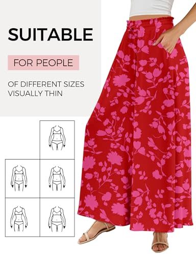 Buauty Women's Wide Leg Pants High Waist Palazzo Pants Boho Flowy Dress Pants 2024 Summer Trendy Casual Lounge Beach Trousers3