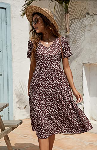 Image of Berydress Women's Casual Summer Tiered Midi Dress 2026 V Neck Boho Sundress