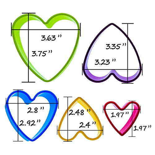 5 Pcs Heart Cookie Cutter Suit, Valentines Day Cookie Baking Mold, Multi-Size Heart Shaped Sandwich Fudge Cake Cutting Set, Valentines Birthday Wedding Bridal Shower (Random Color) #TOP1