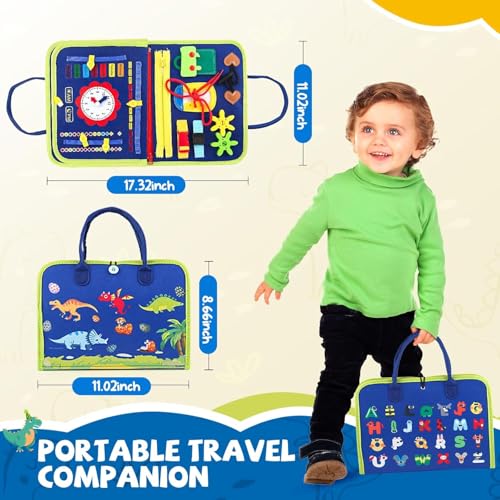 Image of SHINETOY Montessori Toddler Busy Board Sensory Toy | Fine Motor Skills Activity Learning Board | Travel Educational Cognitive Development Toy for Boys & Girls Ages 3-8