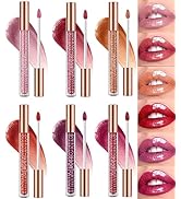 6pcs Lasting Plump & Shine Lip Gloss Set, Hyaluronic Acid Crushed Diamond Lipstick, Non-Sticky Mo...