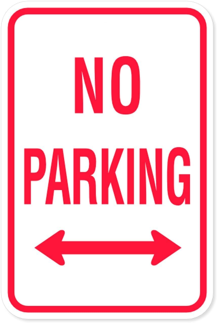 No Parking - Double Arrow Rust Free Aluminum Metal Sign - Parking Safety Decor with Pre-Drilled Holes for Indoor-Outdoor Use - 8x12 Inch​