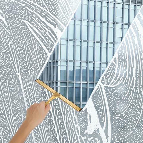 Image of 10inch Water Cleaning Squeegee for Bathroom Car or Kitchen Top Stainless with Silicon Rubber 3 Choice (Gold)