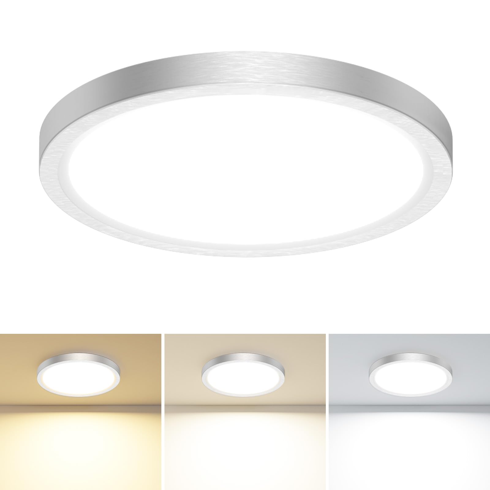 slochi Bathroom Light, 3000K/4000K/6500K 3 Color Temperature, Waterproof IP44, Small, Round, Modern