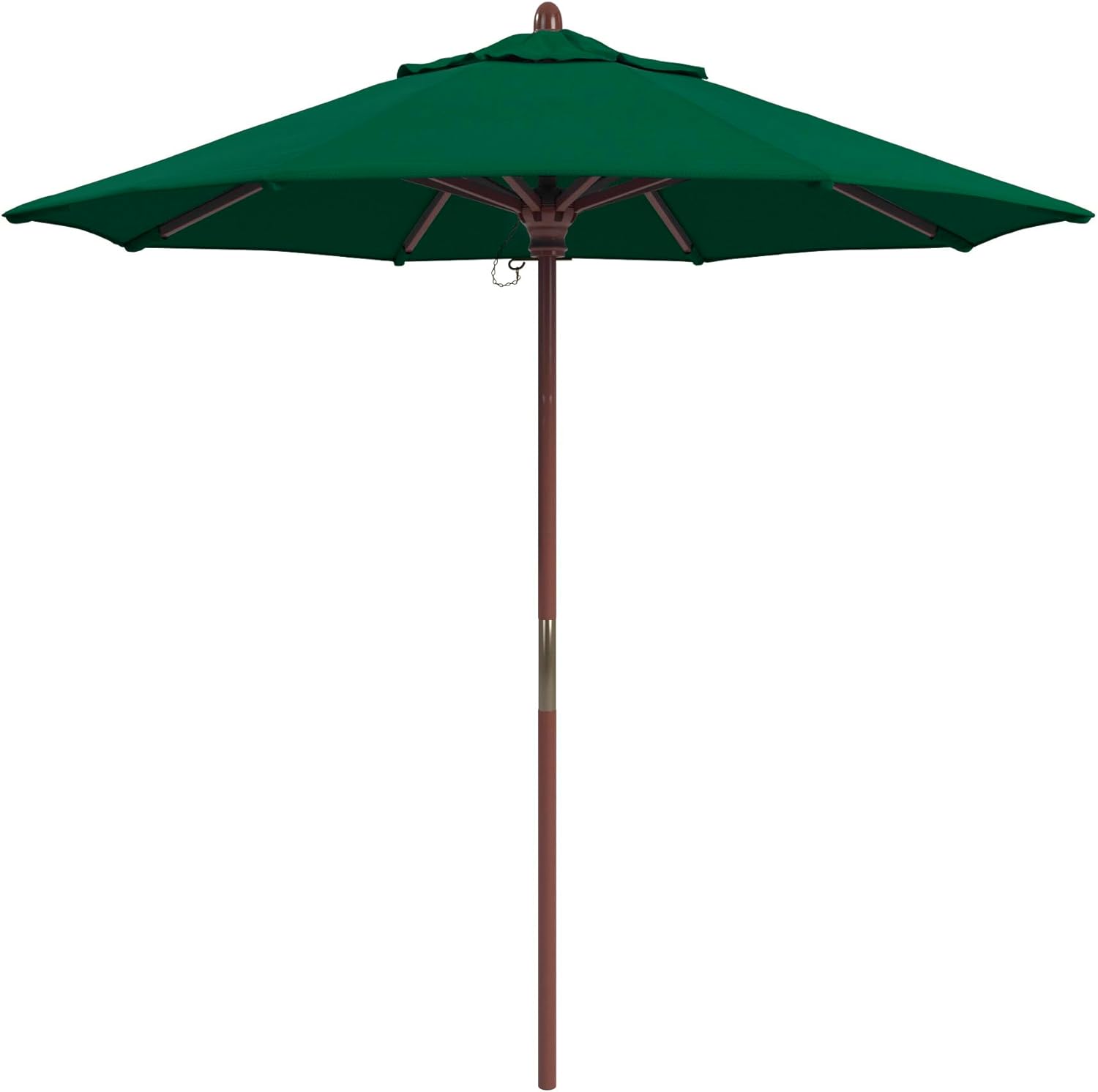 California Umbrella 7.5' Round Hardwood Frame Market Umbrella, Stainless Steel Hardware, Push Open
