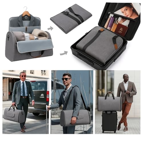 Convertible Garment Bag for Travel – 2 in 1 Carry On Duffel Suit Bag with Shoulder Strap – Hanging Weekender Suitcase for Men & Women, Ideal for Business & Overnight Trips3