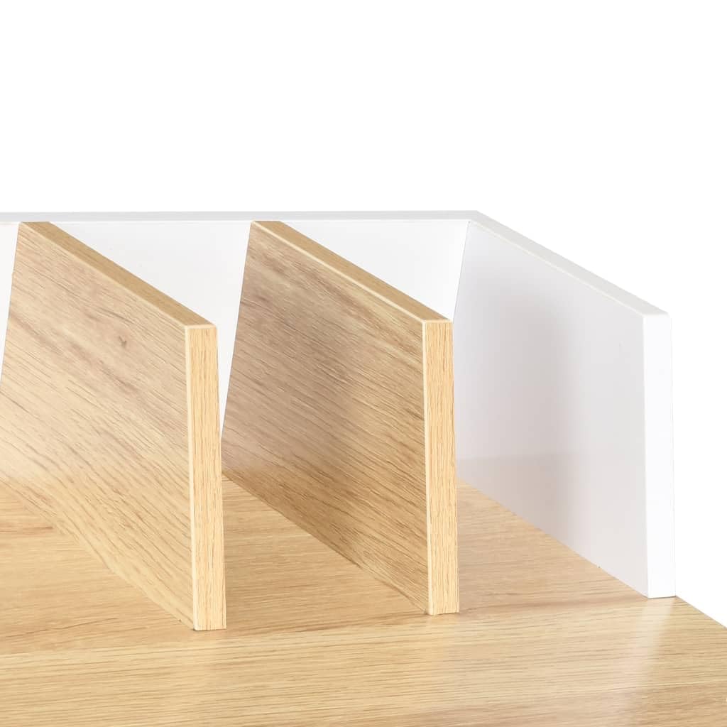 Scrivania da 80 x 50 x 84 cm, scrivania per computer con ripiano e gambe a X, piccola scrivania da ufficio, tavolo da lavoro, tavolo per laptop, per casa e studio, bianco e marrone rovere