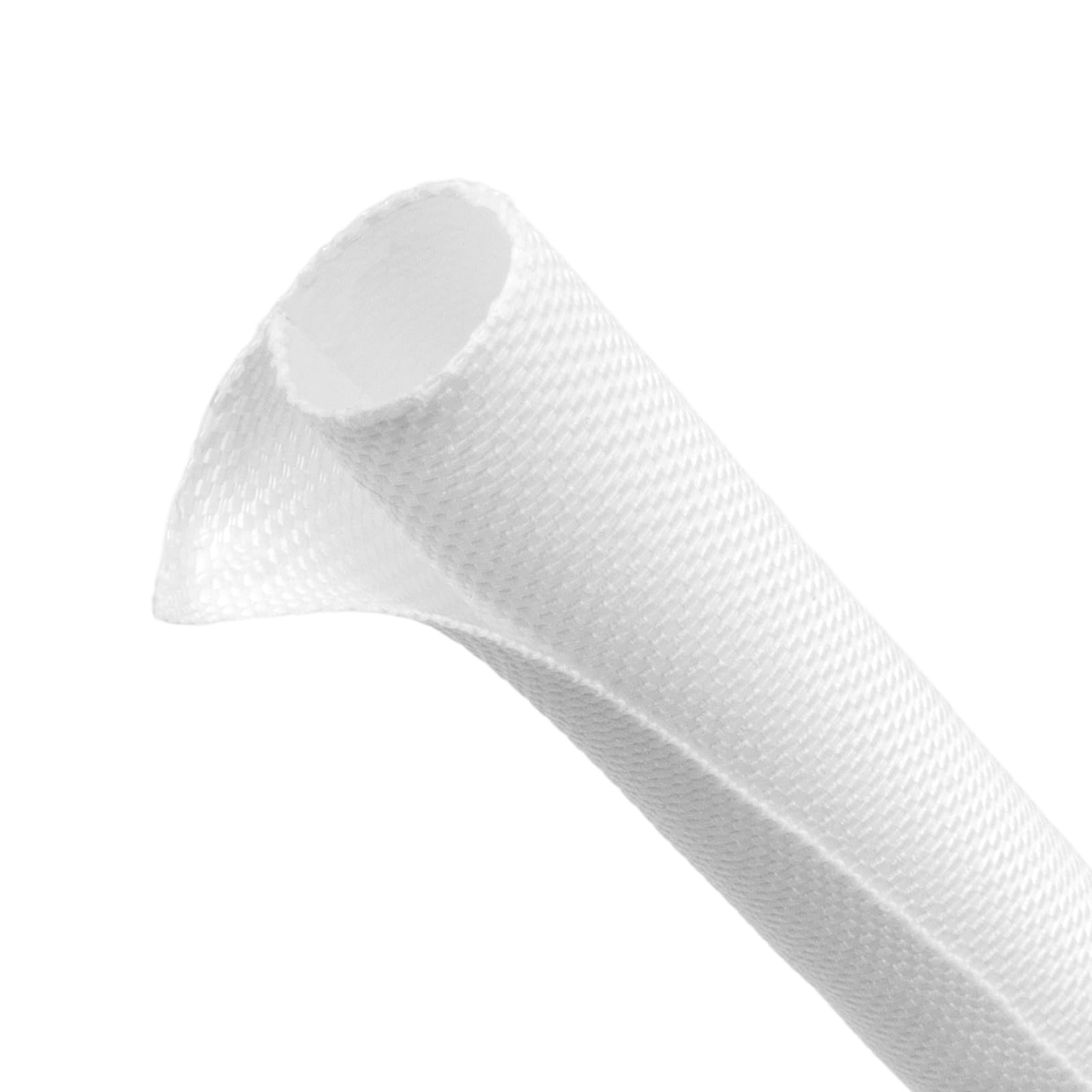 Automotive Wire Loom Tubing, Split Braided Cord Protectors from Pets No Chew, Flexible Cable Sleeve Cable Management for TV/Computer/Electric Wires (White, 1"-10ft)