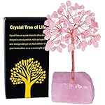 Rose Quartz Crystal Tree of Life,4 Inch Natural Healing Stones,Reiki Energy Money Tree, Handmade with Copper Wire,Feng Shui Spiritual Desk Decor for Office, Home, Meditation Gifts for Women