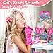 VViN Kids Vanity Set for Girls with Light & Music, Princess Vanity Table with Stool, Pretend Makeup Dresser with Crown, Scepter, Gloves & Jewelry Accessories, Toys for 3 4 5 Year Old