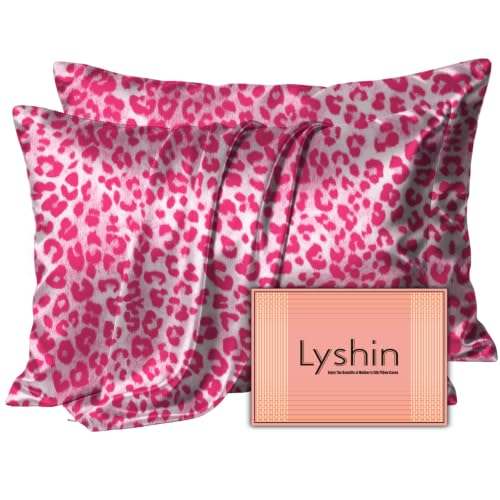 Image of LYSHIN Silk Pillow Cases 2 Pack King Size with Zipper, Champagne