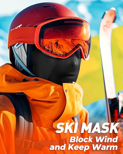 Balaclava Ski Mask for Men Women Fleece Winter Face Mask for Cold Weather Skiing Snowboarding Motorcycle Riding Outdoor Work Black