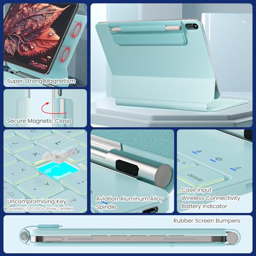 Image of RAYMCRAFT for iPad A16 11th /10th Gen Case Keyboard, Magnetic Floating Stand