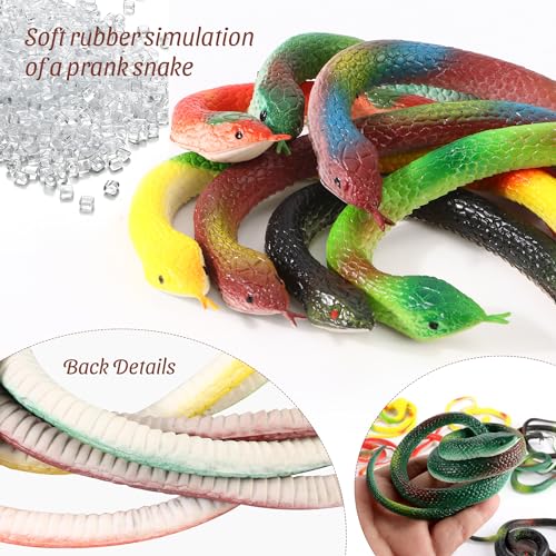 JSMTKJ 10 Stück Gummi Gefälschte Schlangen, Realistische Gummi Spielzeug Schlange um Vögel/Katzen Fernzuhalten Oder Garten-Requisiten, Streiche, Halloween-Dekoration（Zufällige Farben）