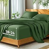 SONORO KATE 100% Viscose Derived from Bamboo_, Extra Deep Pocket up to 18'-24',Ultra Soft & Cooling Sheets for Hot Sleepers, Hotel Luxury Silky Bed Sheets (Olive,Queen)