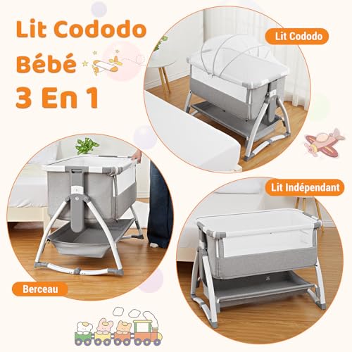 Lit Bébé 3 en 1 Cododo + Moustiquaire OPULENTHOME