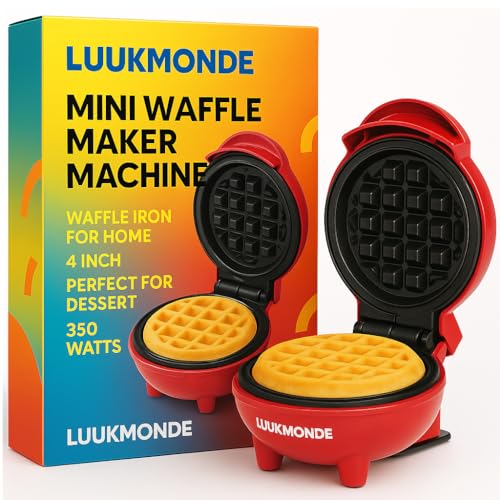 LUUKMONDE Mini Waffle Maker Machine 3 In 1, Pancake Maker, Cast Iron Waffle Maker Waffle Iron for Home, Non-Stick Breakfast Appliance, 4 Inch, Perfect For Dessert, Pan Cakes, Other Snacks - 350 Watts