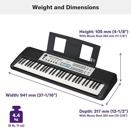 Image of Yamaha YPT-380 61-Key Touch Sensitive Portable Keyboard, Grand Piano Sound, Acoustic Piano Touch with Power Adapter YPT380