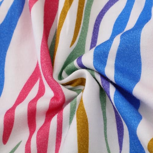 Image of Girl Long Sleeve Dress Ruffle Rainbow Color Block Cotton Casual Tiered Pleated Twirly Dress