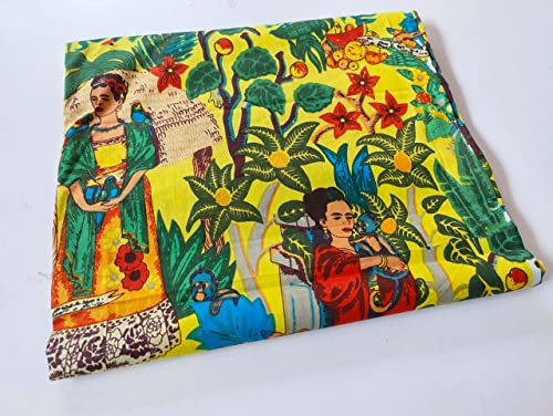 Image of Floral Printed Cotton Fabric Cloth Hand Block Print Fabric Women Material Running Jaipuri Hand Block Printed Women Dress Material Kurtis Natural 44 inch Inches Width 2.5 Meter (Pattern 38)