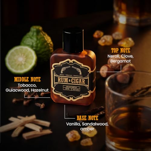 Image of Rivona Rum & Cigar Eau De Parfum for Men 50ml - Long Lasting Strong Woody Tobacco Perfume | Dark Rum, Vanilla & Amber | Bold Evening, Date Night & Luxury Perfume for Men