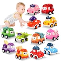 12 Pcs Pull Back Cars Set Toys for 1 2 3 Year Toddlers, Baby Car Toys for 6-12-18 Months, Construction Vehicle Racing Car Set, Baby Toys for 1 2 Year Old Boy, 1st Birthday Gift for 1 2 3 Year Old Boys
