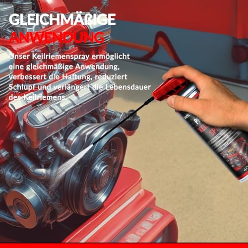 WerkXheld Keilriemenspray 400ml | Hochleistungs-Riemenspray für Auto, Industrie & mehr | Verlängert Lebensdauer von Keilriemen | Schnelle Wirkung & Geräuschreduzierung