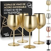 Oak & Steel - 4 Elegantes Copas De Vino De Acero Inoxidable