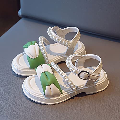Girls Dress Shoes Cute Girls' Pearl Sandals Ballerina With Satin Ankle Tie For Wedding Birthday Party Big Girls Slides2