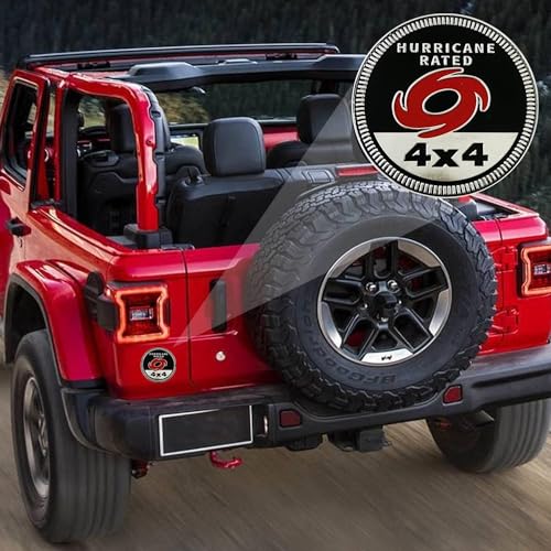 Image of Hurricane Badge Rated Car Emblem, 4 x 4 Metal Automotive Badge 3D Metal Car Badges Emblems Round Emblem Decals Car Badge Decals Stickers Compatible with for Jeep Wrangler Vehicles Trucks SUV Decals
